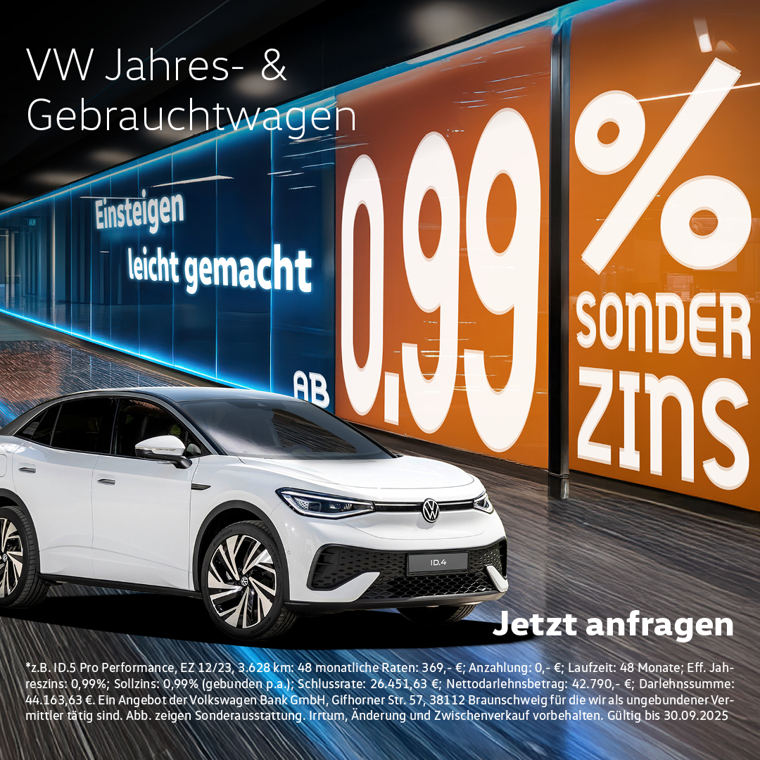 VW ab 0,99% Sonderzins